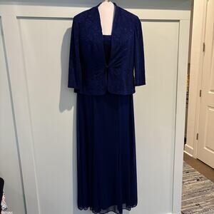 Alex Evenings Dress Jacket Set Womens 8P Petite Formal Party Wedding 2 Piece